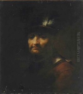 Portrait D'homme Au Chapeau A Plume by Christian Wilhelm Ernst Dietrich
