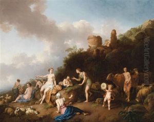 Eine Pastorale Landschaft Mit Diana Und Ihren Nymphen by Christian Wilhelm Ernst Dietrich