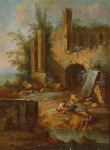 Landschaft Mit Zwei Mannern Vor Romischen Ruinen Landschaft Mit Zwei Mannern Vor Romischen Ruinen