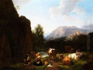 Hirtenfamilie In Bergiger Landschaft