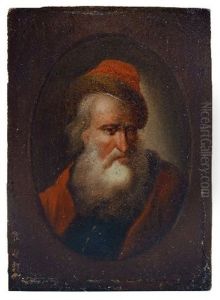 Portrait Eines Bartigen Herrn Mit Roter Pelzmutze (+ Portrait Eines Bartigen Mannes Mit Braunem Hut; 2 Works) by Christian Wilhelm Ernst Dietrich