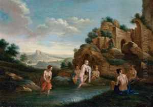 Landschaft Mit Badenden Nymphen by Christian Wilhelm Ernst Dietrich