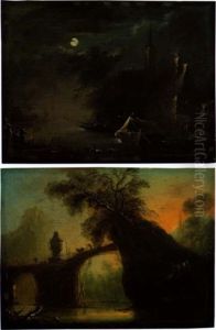 Fluslandschaft Mit Bogenbrucke by Christian Wilhelm Ernst Dietrich