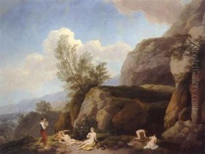 Badende Nymphen In Einer Sudlichen Gebirgslandschaft