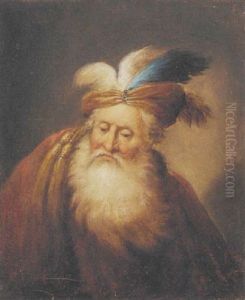 Portrait Of An Old Man With A Beard, Wearing A Turban And A Red Mantle by Christian Wilhelm Ernst Dietrich