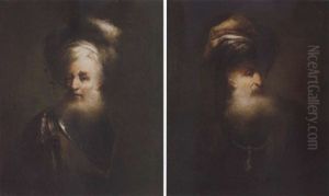 A Bearded Oriental In A Turban With A Medallion On A Chain by Christian Wilhelm Ernst Dietrich