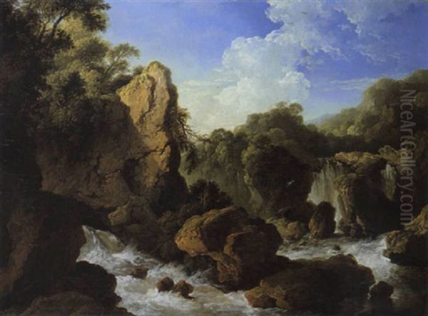 Gebirgsfluss Mit Einem Wasserfall - view 1