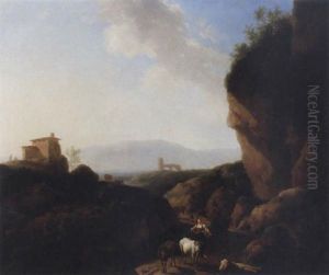 Ruinlandskap Med Boskap Och Figurer