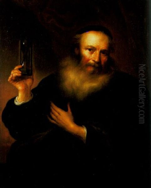 A Philosopher Holding An Hourglass - view 1