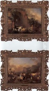 Landscape With Figures And Animals by Christian Wilhelm Ernst Dietrich