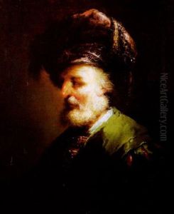 Bildnis Eines Bartigen Mannes Mit Turban by Christian Wilhelm Ernst Dietrich