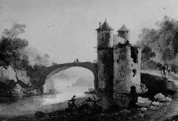Flusslandschaft Mit Brucke - view 1