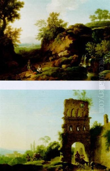 A Classical Landscape With Figures Resting By A Waterfall - view 1