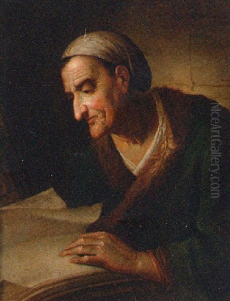 An Old Woman Reading - view 1