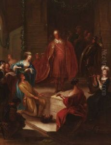 David Prasentiert Konig Saul Und Dessen Hofstaat Das Haupt Des Besiegten Goliath