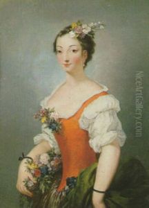 Portrait De Jeune Femme Paree De Fleurs