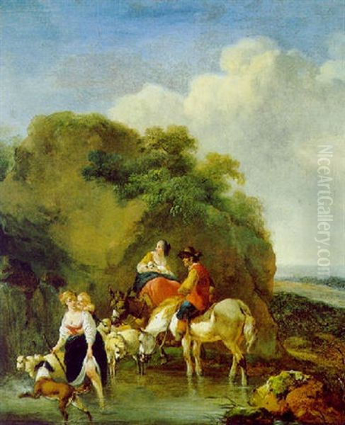 Hirten Mit Vieh In Der Romischen Campagna An Einer Tranke - view 1
