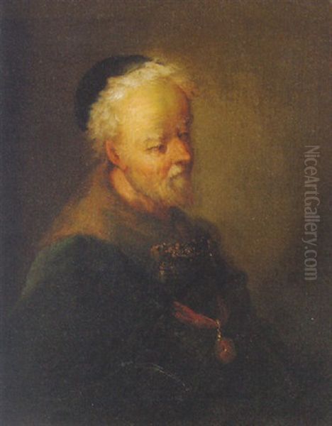 Portrait Of An Old Man In A Fur-lined Coat Wearing A Medal - view 1