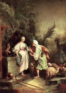 Rebecca And Eliezer At The Well by Christian Wilhelm Ernst Dietrich