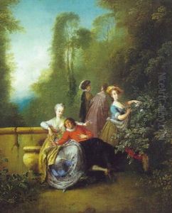 Scene Galante Dans Un Parc by Christian Wilhelm Ernst Dietrich