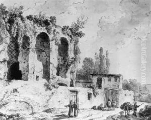Wanderer Bei Den Thermen Des Caracalla