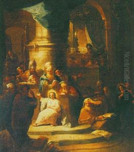 Christ And The Scribes In The Temple by Christian Wilhelm Ernst Dietrich