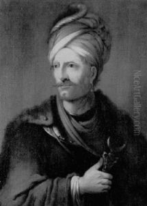 Portrait Of A Man In Turkish Costume Holding A Scabbard Adorned With A Crescent