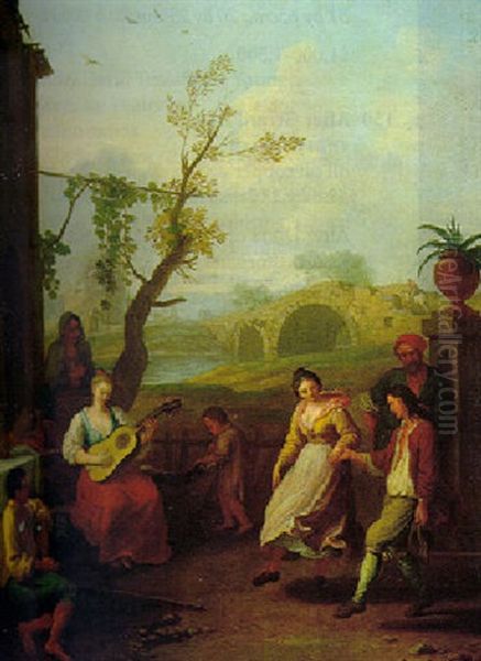 Peasants Dancing And Making Music In A Landscape - view 1