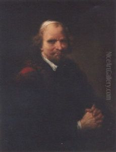 Portrait Of A Gentleman, Half-length, In A Fur-trimmed Coat And White Cap by Christian Wilhelm Ernst Dietrich