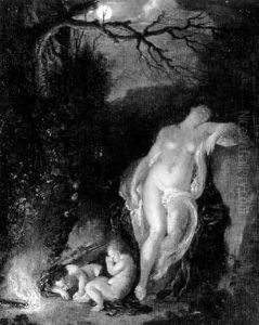 Venus, Cupido Und Ein Putto In Vollmondbeschienener Waldlandschaft Venus, Cupido Und Ein Putto In Vollmondbeschienener Waldlandschaft