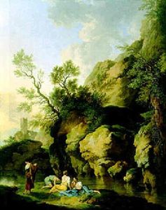 Vier Rastende Junge Frauen An Einem Fluss by Christian Wilhelm Ernst Dietrich