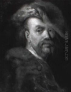 Portrait Of A Man Wearing A Fur-trimmed Hat And Pearl Earring