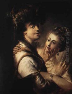 Portrait Of A Gentleman In Magyar Costume, With His Bride by Christian Wilhelm Ernst Dietrich