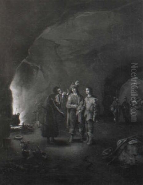 A Gypsy Fortune Teller Greeting Two Soldiers In A Grotto - view 1