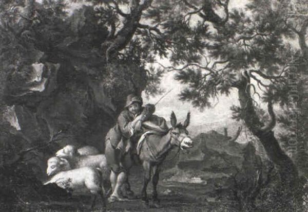 A Shepherd Boy With A Donkey In A Wood - view 1