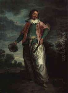 Portrat Eines Musikanten In Der Tracht Eines Harlekin