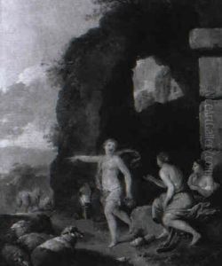 Nymphen Mit Schafen Vor Antiken Ruinen