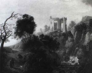 Italienische Landschaft Bei Tivoli by Christian Wilhelm Ernst Dietrich