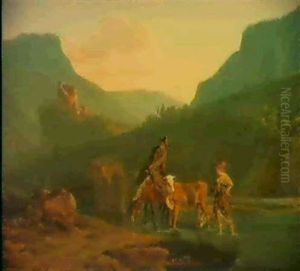 Reiter In Der Furt, In Der Art Des Karel Dujardin by Christian Wilhelm Ernst Dietrich