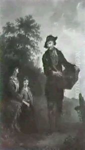Popolano Con Ragazza E Bambinain Un Paesaggio by Christian Wilhelm Ernst Dietrich