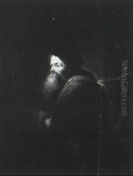 A Bearded Man, Seated, Wearinga Fur-trimmed Robe, Muff And Velvet Cap - view 1