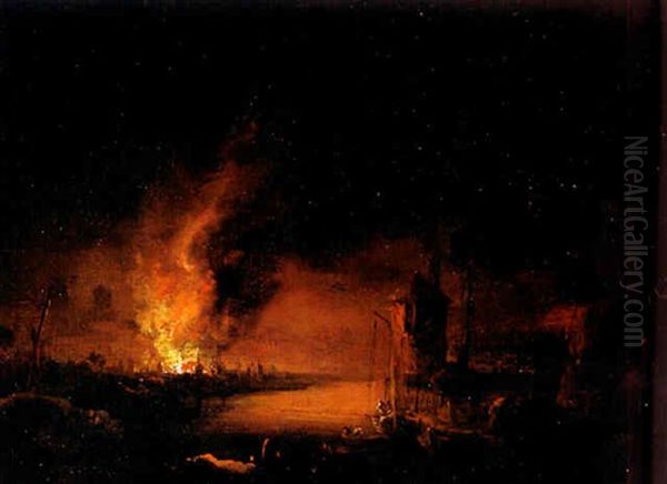 Feuersbrunst In Einer Mittelalterlichen Stadt - view 1
