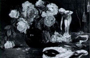Stilleben Mit Rosen, Figurine, Facher Und Maske by Bruno Dietze