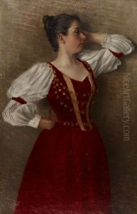 Jeune Danseuse En Robe Rouge by Hans Dietzi