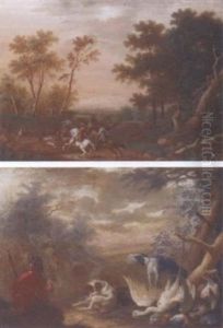 A Seated Hunter With Two Hounds And The Day's Bag A Seated Hunter With Two Hounds And The Day's Bag