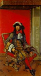 Portrait Of King Louis Xiv, On A Throne by Antoine Dieu