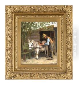Bauer Mit Esel by Hendricus Anthonius Dievenbach