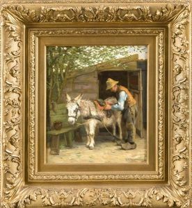 Hollander Sattelt Einen Esel by Hendricus Anthonius Dievenbach