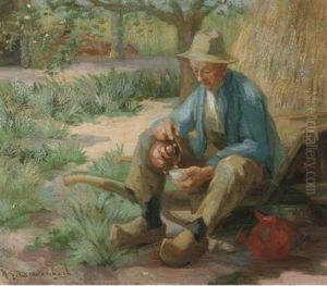 In The Garden by Hendricus Anthonius Dievenbach