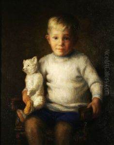 Boy With Steiff Bear by Hendricus Anthonius Dievenbach